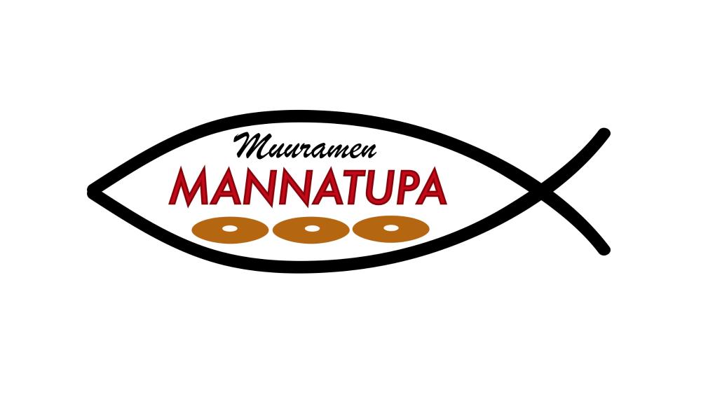 Muuramen Mannatuvan logo, jossa kalan muodon sisällä kolme leipää sekä nimi